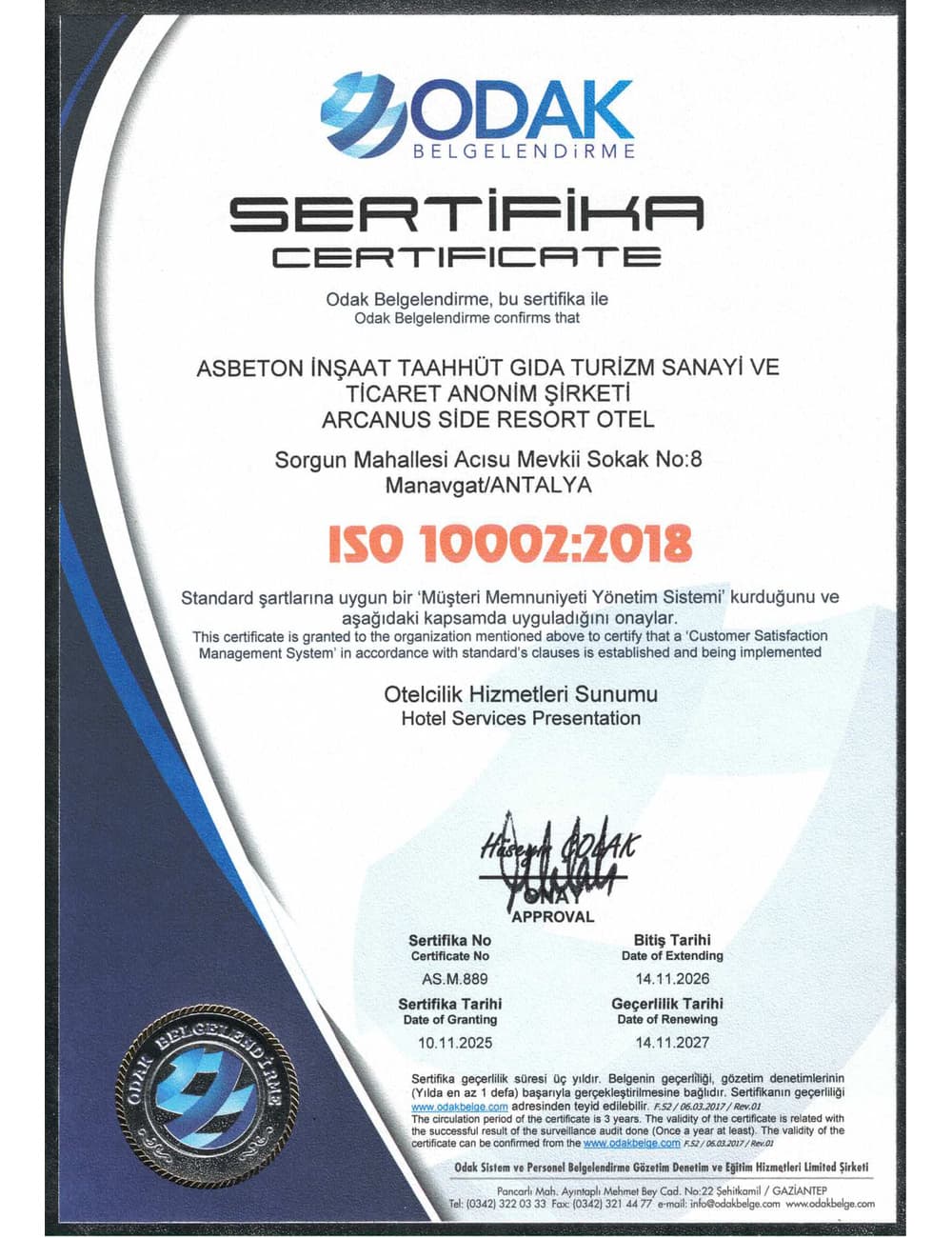 ISO 10002:2018 Müşteri Memnuniyeti Yönetim Sistemi