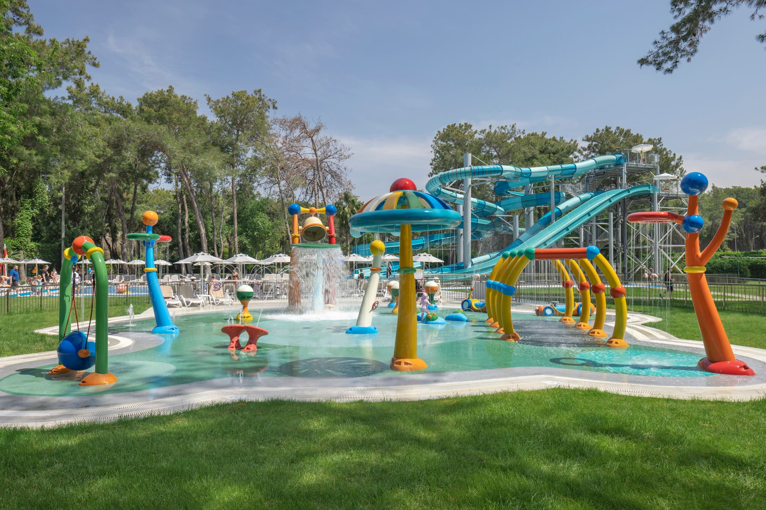 Children's splash area and slides